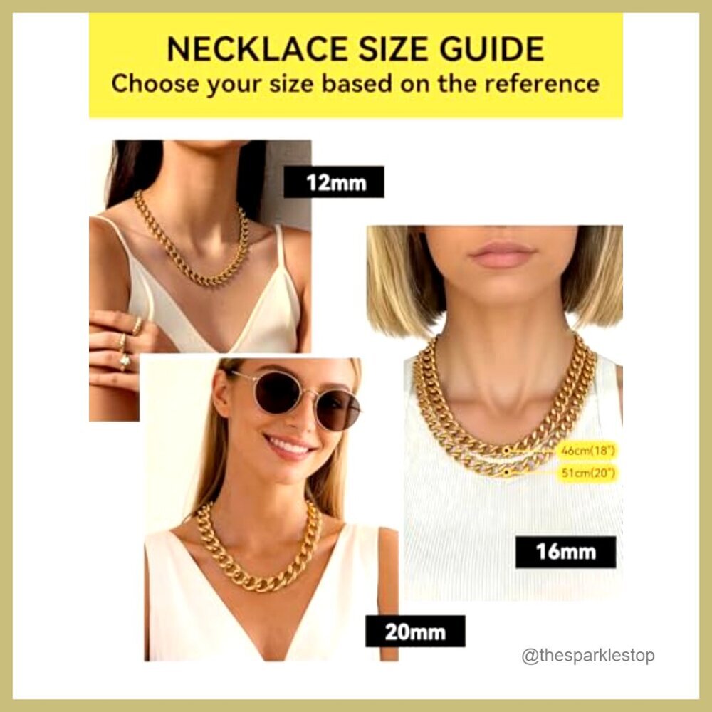 Chunky Gold Plated Stainless Steel Cuban Link Choker Necklace - Picture 6 of 7